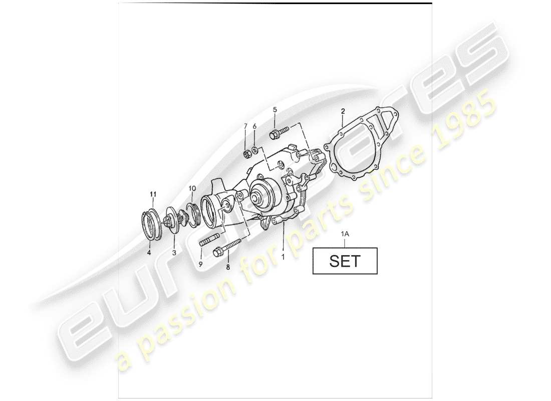 porsche 1986 (944) wasserpumpe teilediagramm