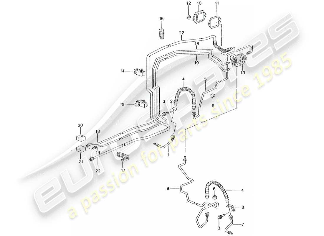 porsche 2003 (996 turbo / gt2) bremsleitung - vorderachse - unterboden - vakuumleitung ersatzteildiagramm