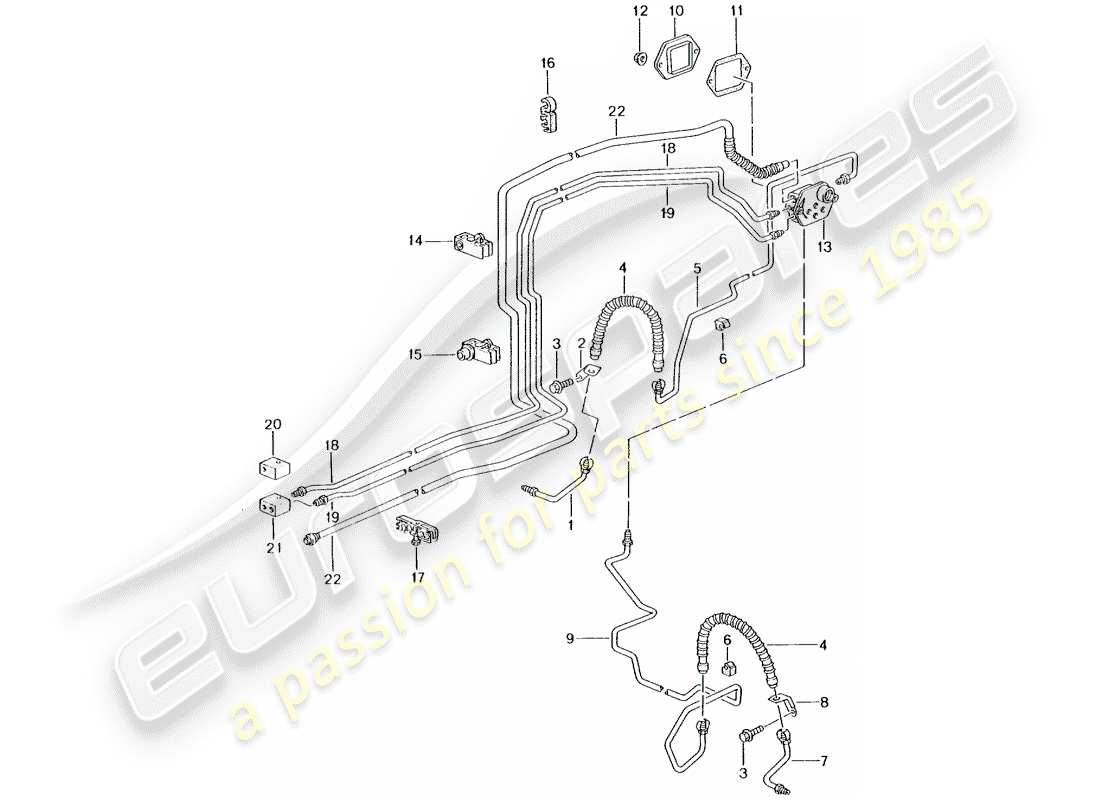 porsche 996 t/gt2 (2003) bremsleitung - vorderachse - unterboden - vakuumleitung ersatzteildiagramm