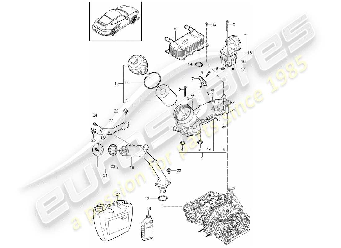 porsche 2012 (997-2 turbo / gt2 rs) motorschmierung teilediagramm
