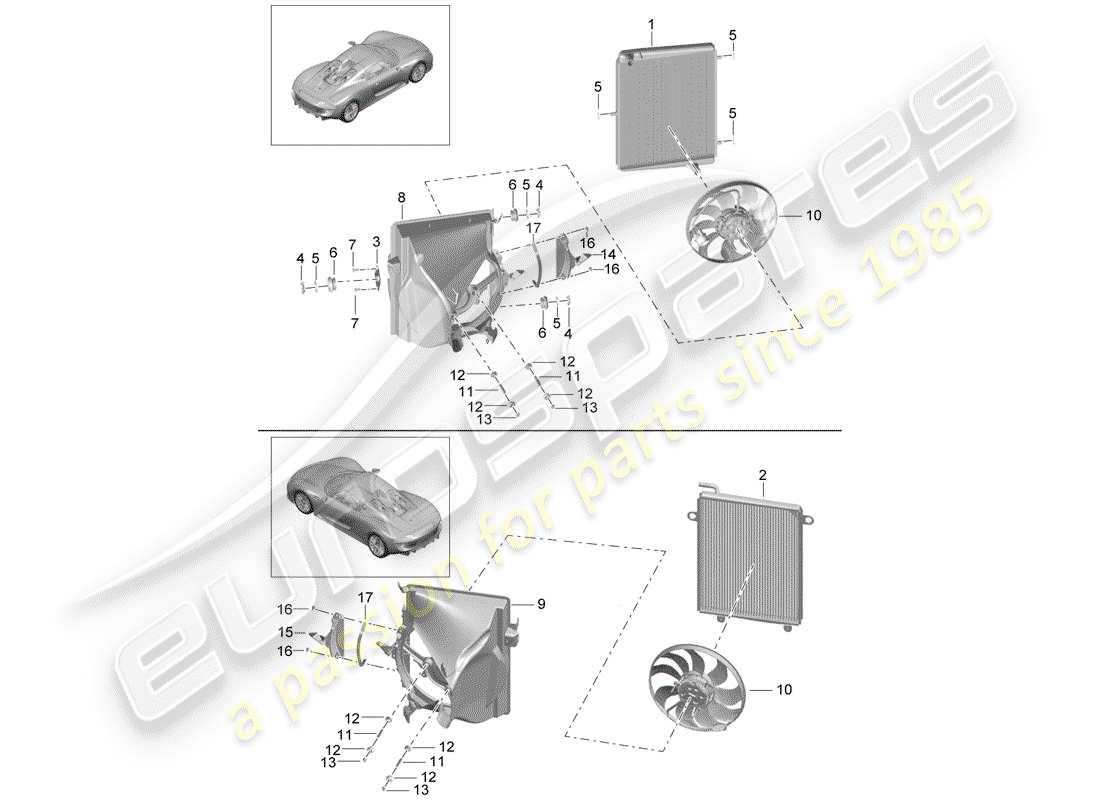porsche 2015 (918 spyder) kühler-teilediagramm
