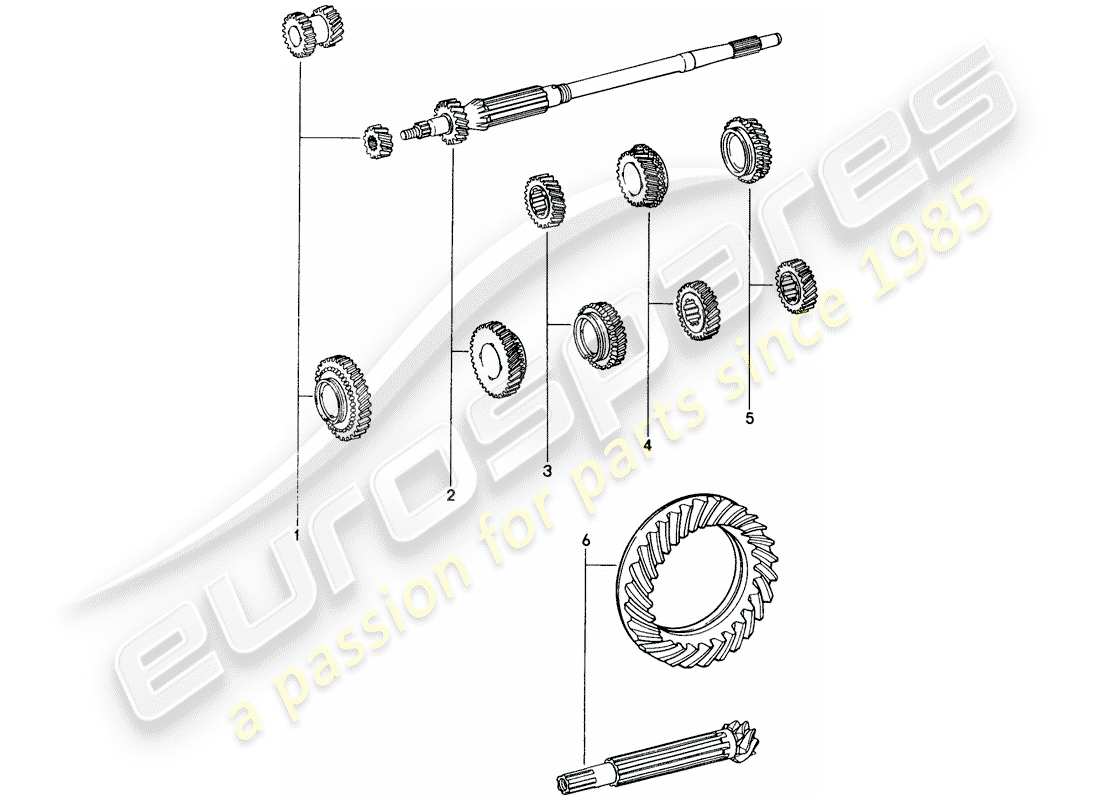 porsche 1971 (914) zahnradsätze - für - 5-speed - getriebe ersatzteildiagramm
