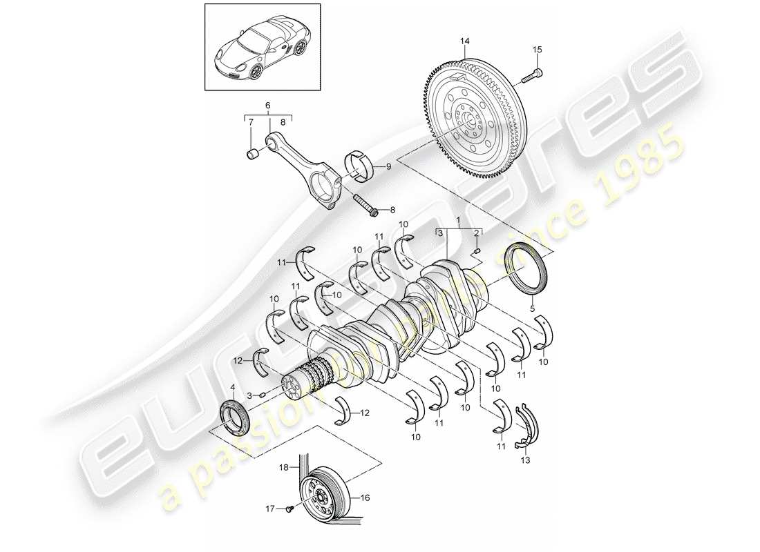 porsche 2011 (987 boxster) kurbelwelle teilediagramm