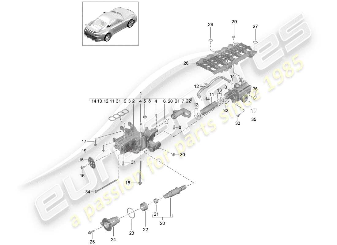 porsche 2020 (991-2 r/gt3/rs) ölpumpe ersatzteildiagramm