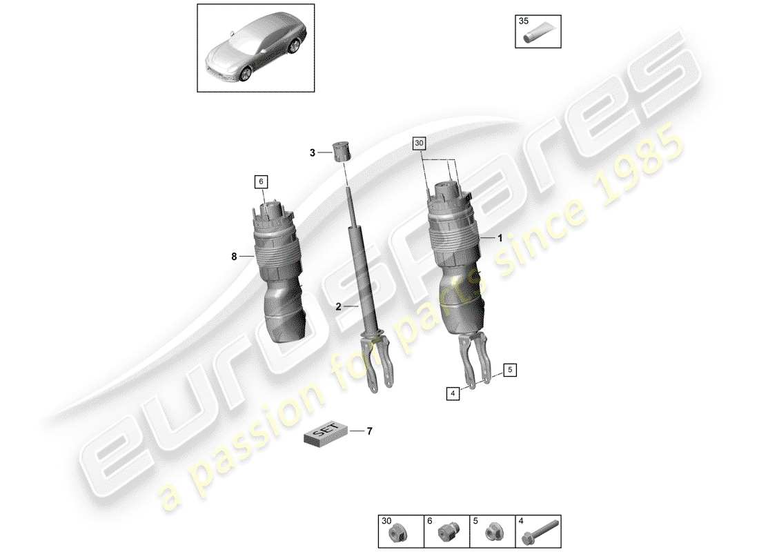 porsche 2017 (panamera 971-1) luftfeder-ersatzteildiagramm