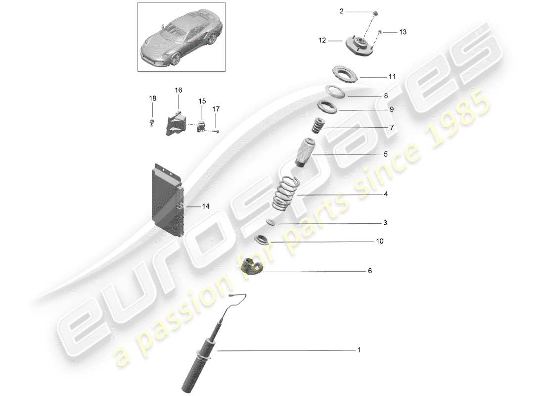 porsche 2017 (991-2 turbo) aufhängung teilediagramm