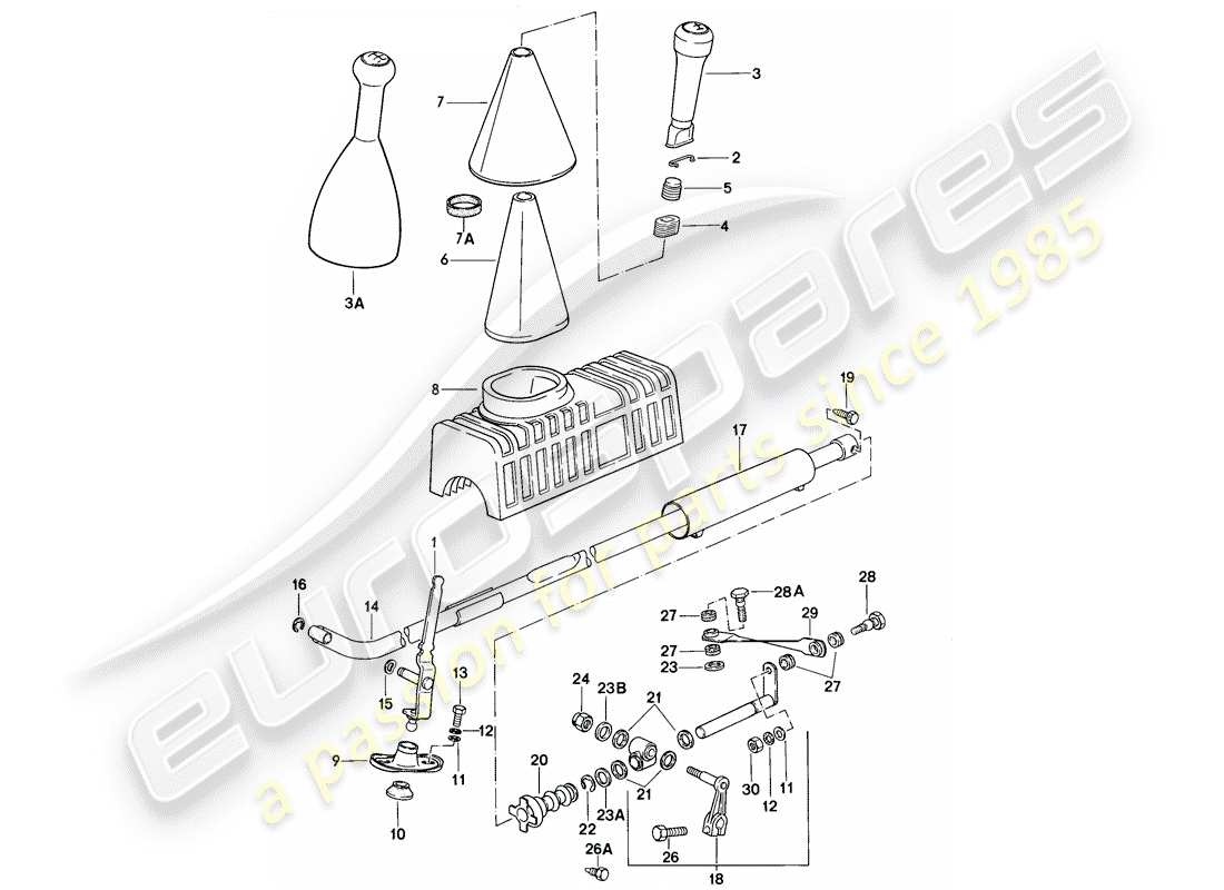 porsche 1986 (944) aktuator - für - schaltgetriebe ersatzteildiagramm