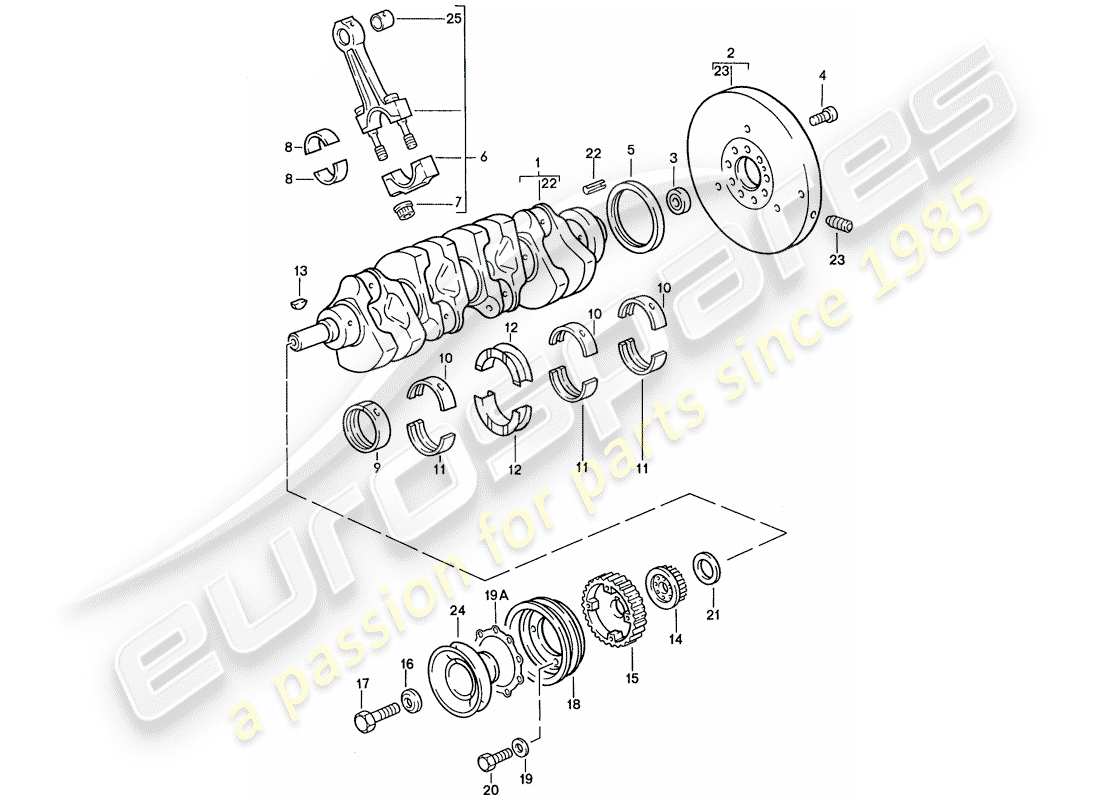porsche 1991 (944) kurbelwelle - pleuelstange ersatzteildiagramm