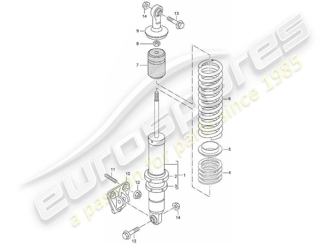 porsche 2005 (carrera gt) aufhängung - stossdämpferfeder - halterung teilediagramm