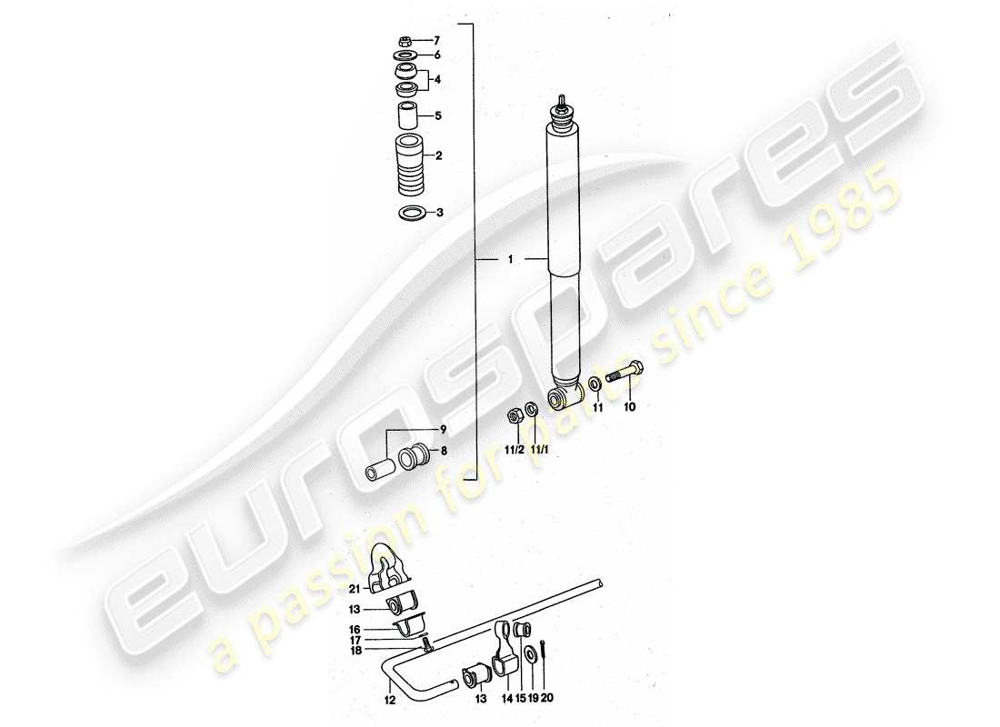 porsche 1977 (911 turbo) vibrationsdämpfer - stabilisator ersatzteildiagramm