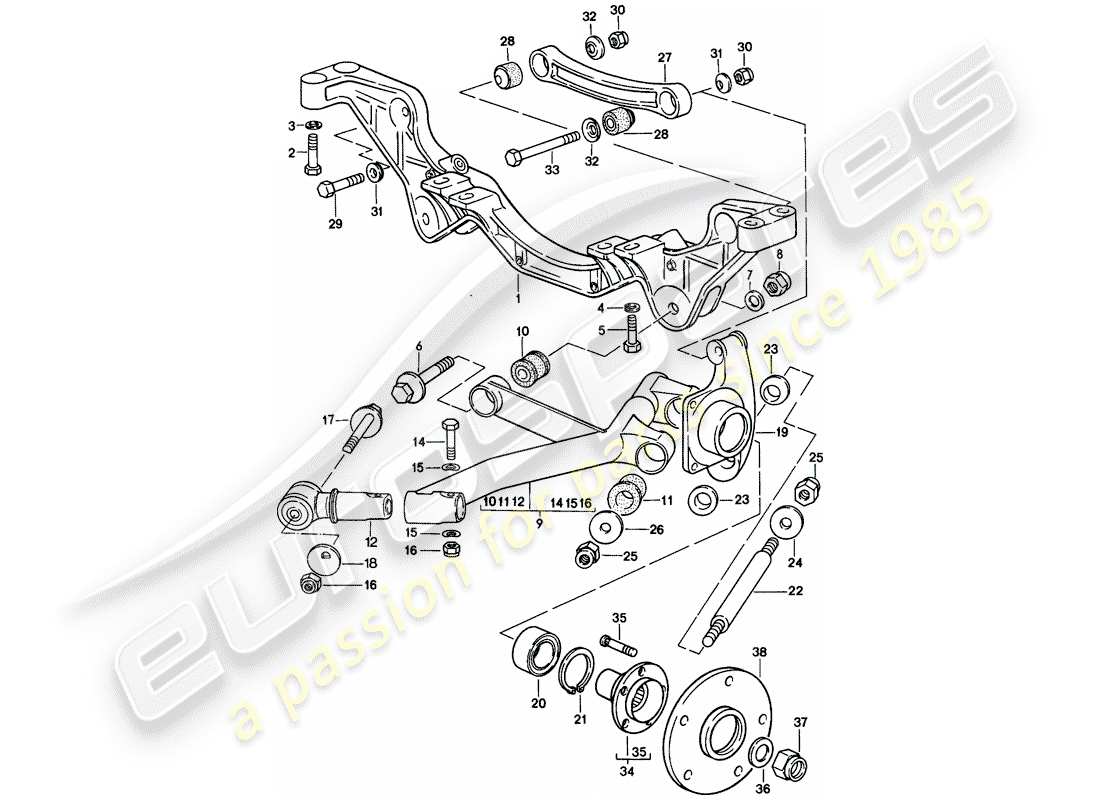 porsche 1980 (928) hinterachse teilediagramm