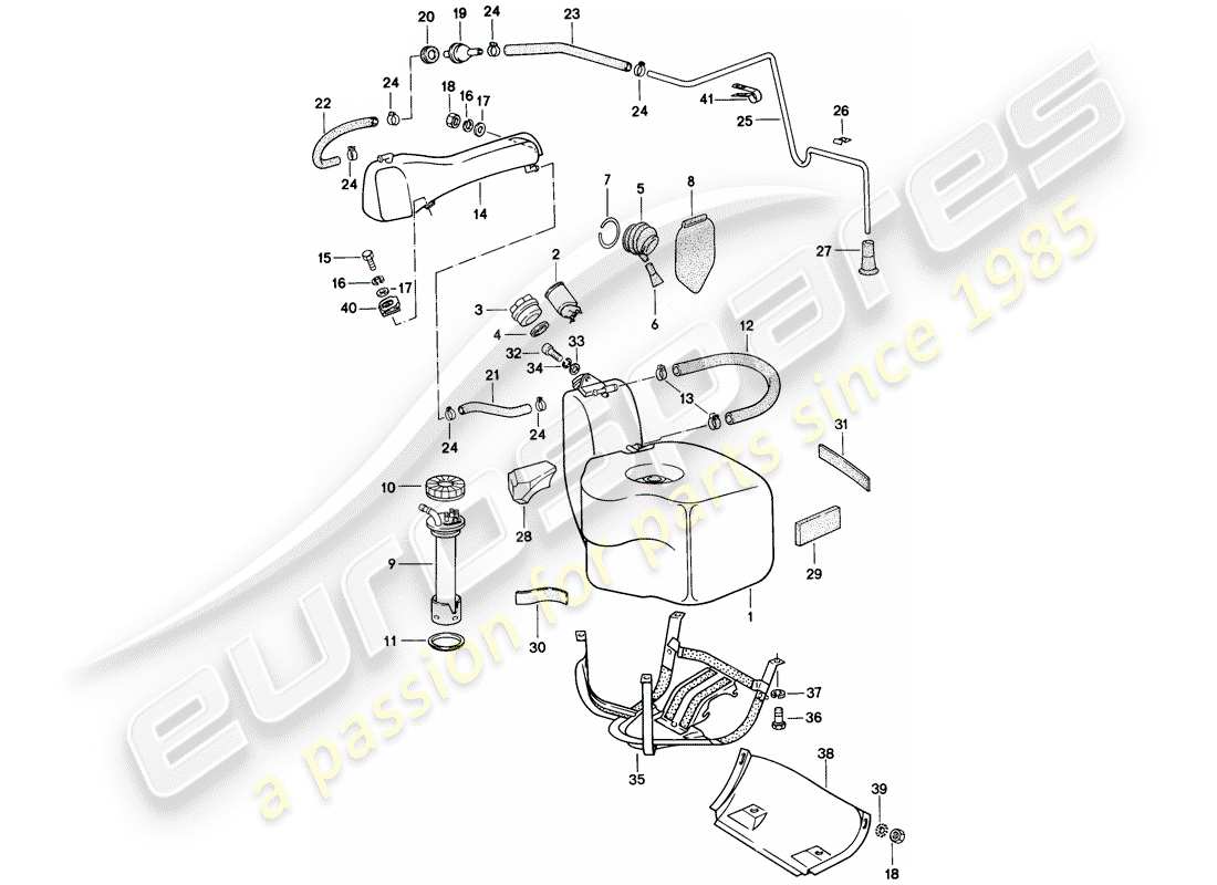porsche 1983 (928) kraftstofftank - behälter teilediagramm