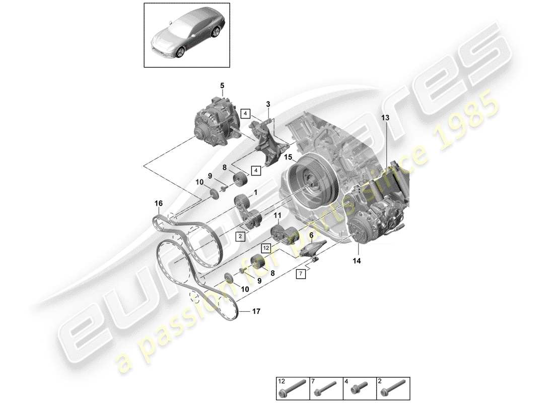 porsche 2018 (panamera 971-1) keilrippenriemen ersatzteildiagramm