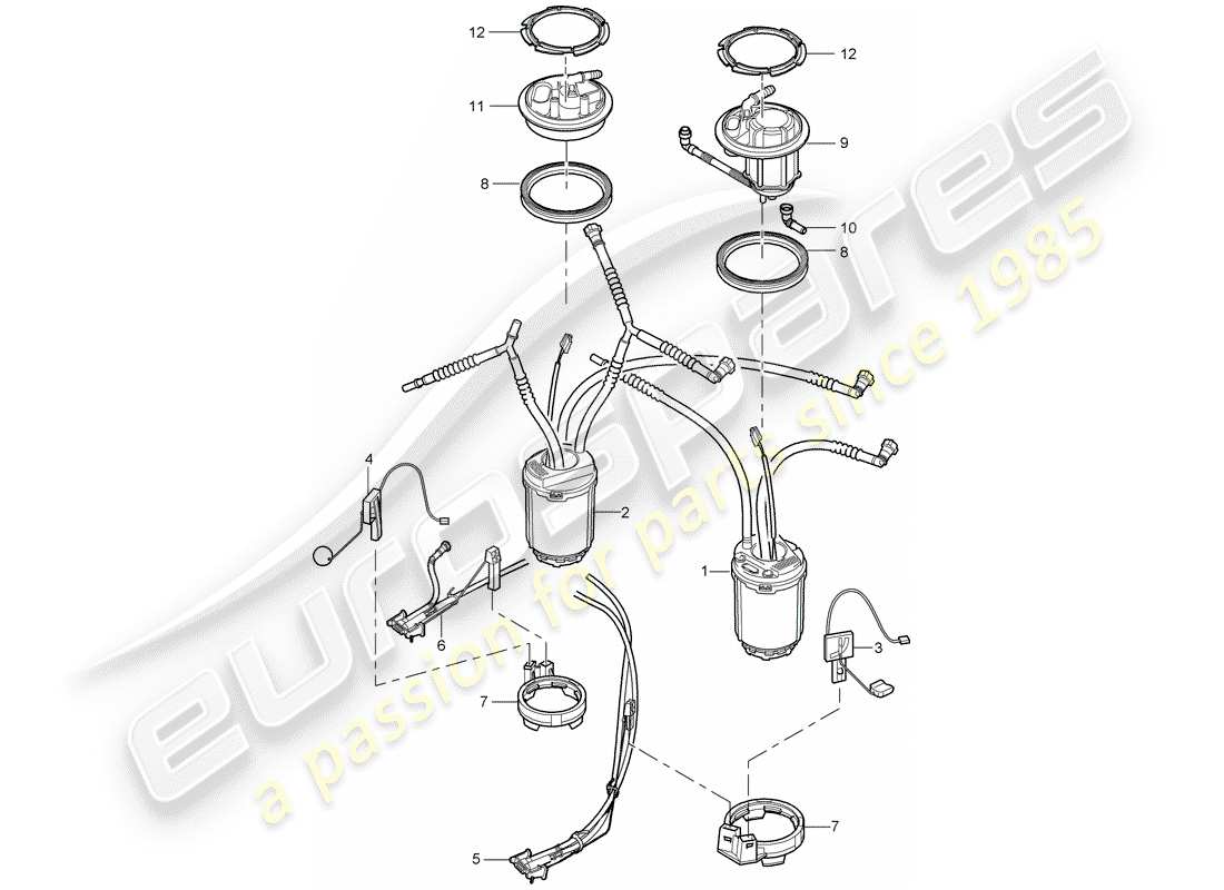 porsche 2007 (cayenne e1 9pa) kraftstofftank teilediagramm