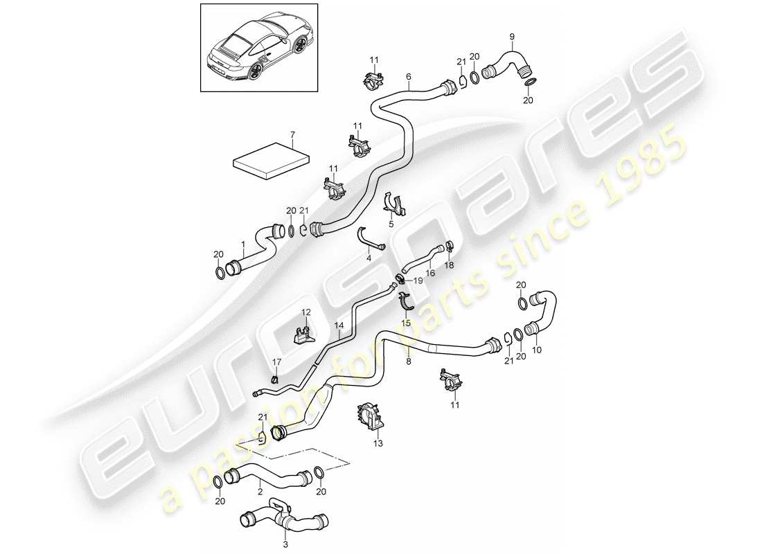 porsche 2012 (997-2 turbo / gt2 rs) wasserkühlung 1 ersatzteildiagramm