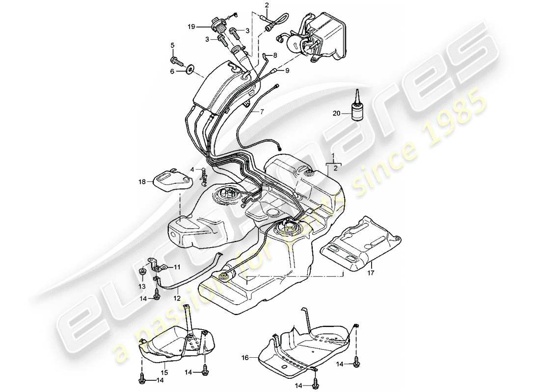porsche 2005 (cayenne e1 9pa) kraftstofftank teilediagramm
