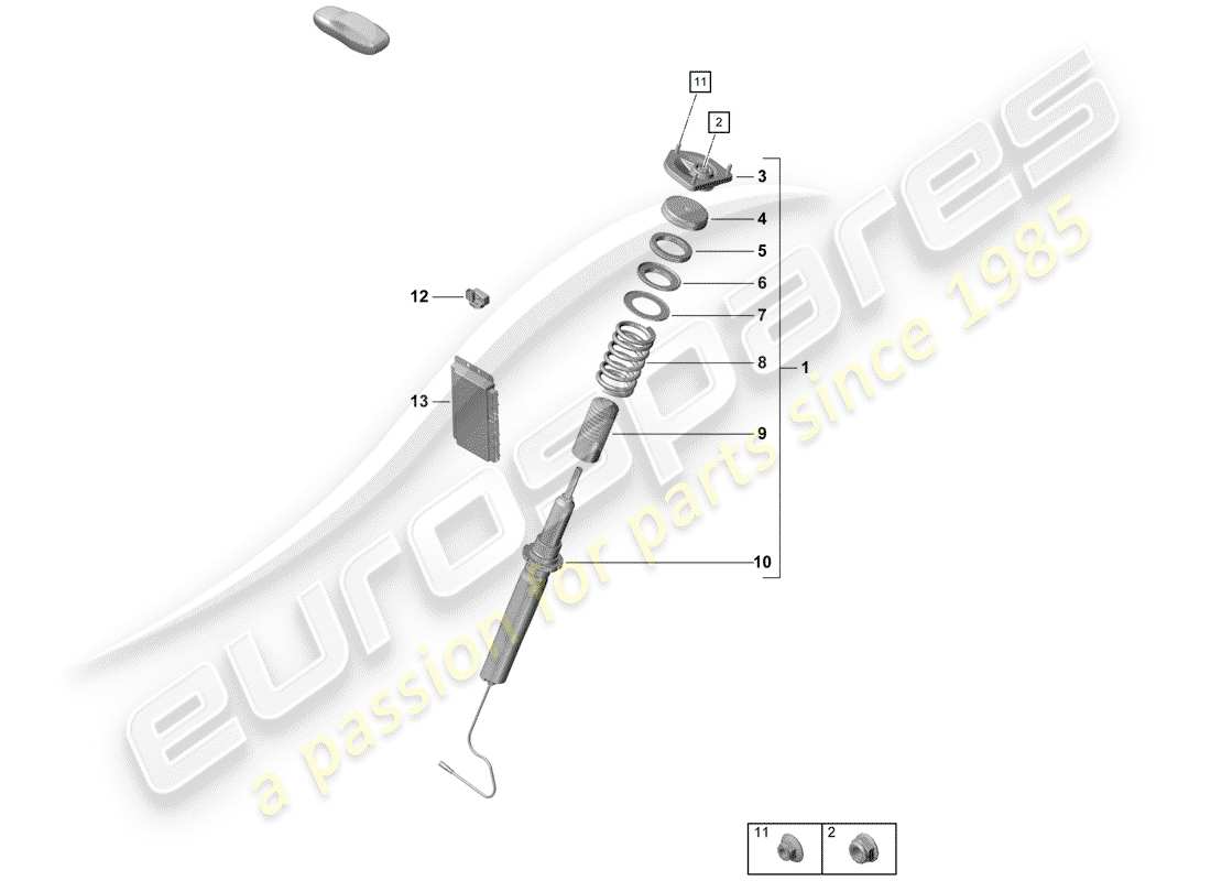porsche 2020 (718 boxster spyder) vibrationsdämpfer ersatzteildiagramm