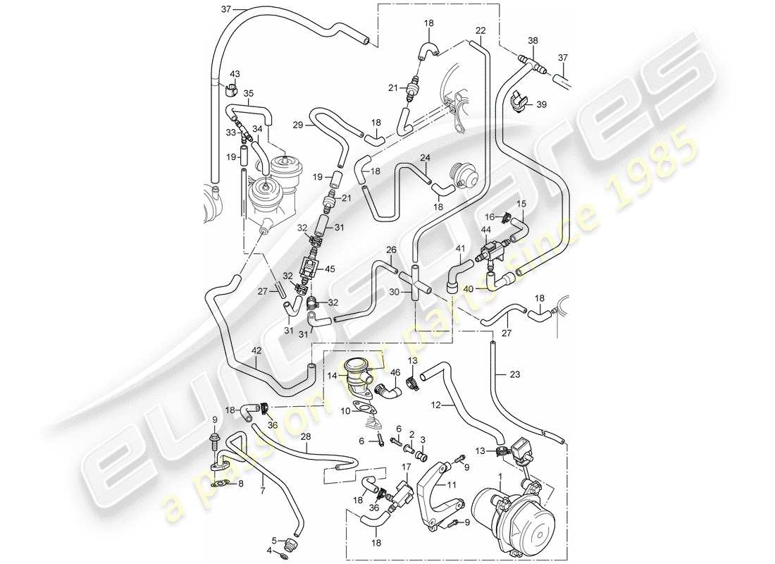 porsche 2003 (996 turbo / gt2) lufteinspritzung ersatzteildiagramm