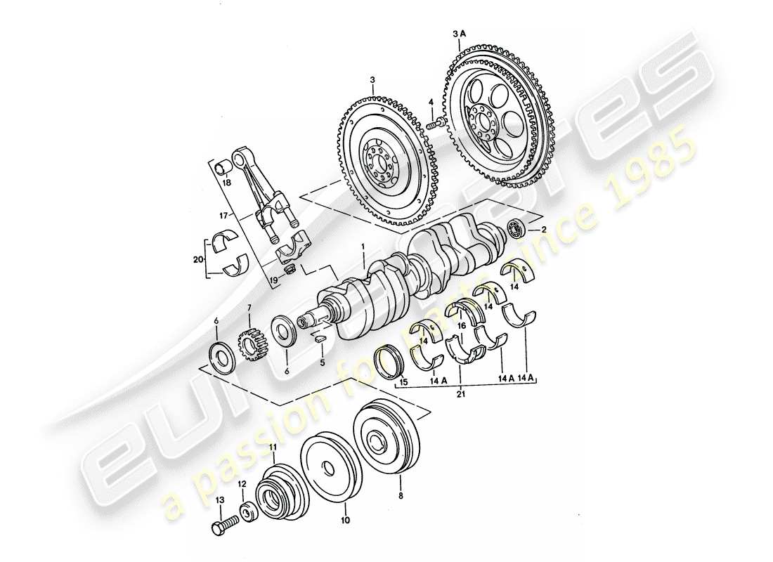 porsche 1993 (928) kurbelwelle - pleuelstange ersatzteildiagramm