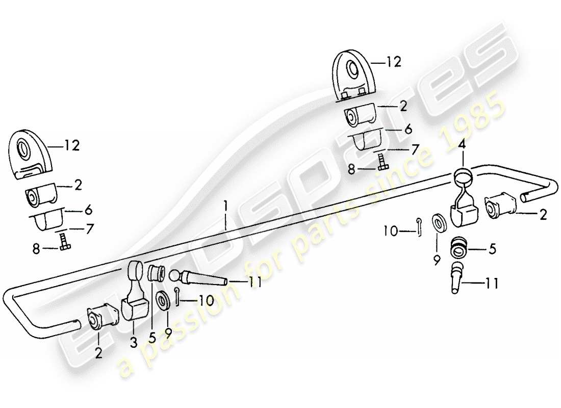 porsche 1965 (911/912) stabilisator - hinterachse ersatzteildiagramm