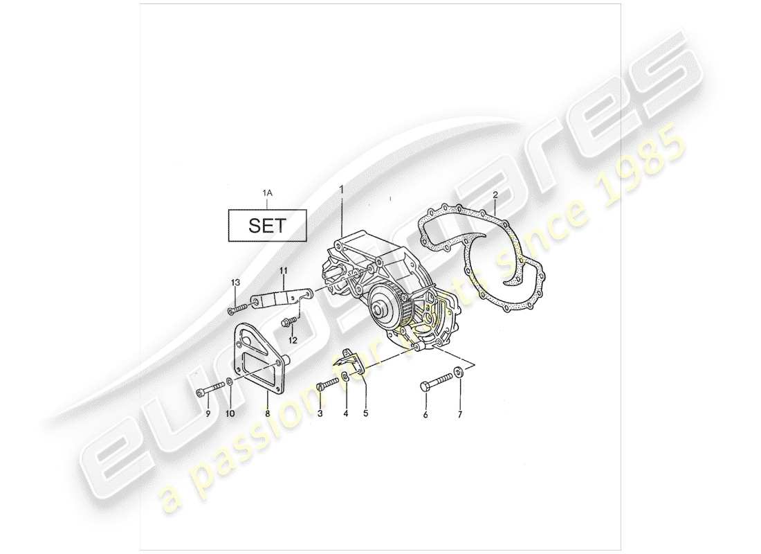 porsche 1990 (928) wasserpumpe teilediagramm