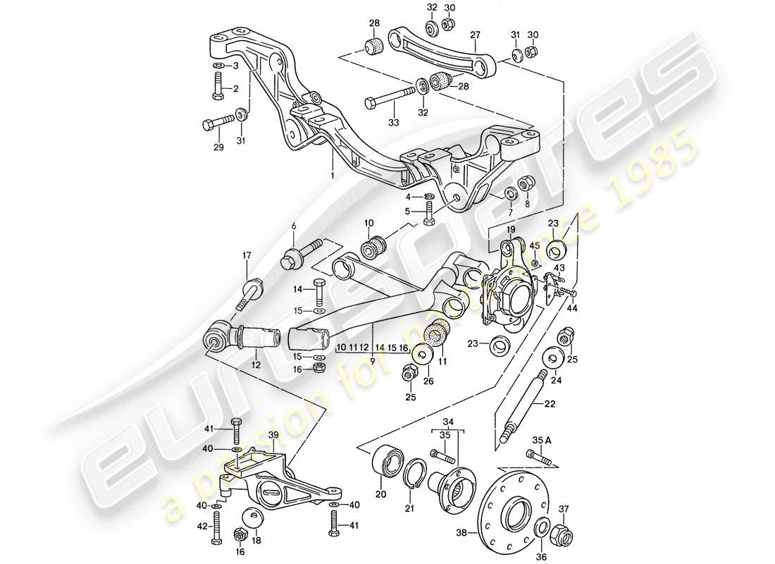 porsche 1990 (928) hinterachse teilediagramm