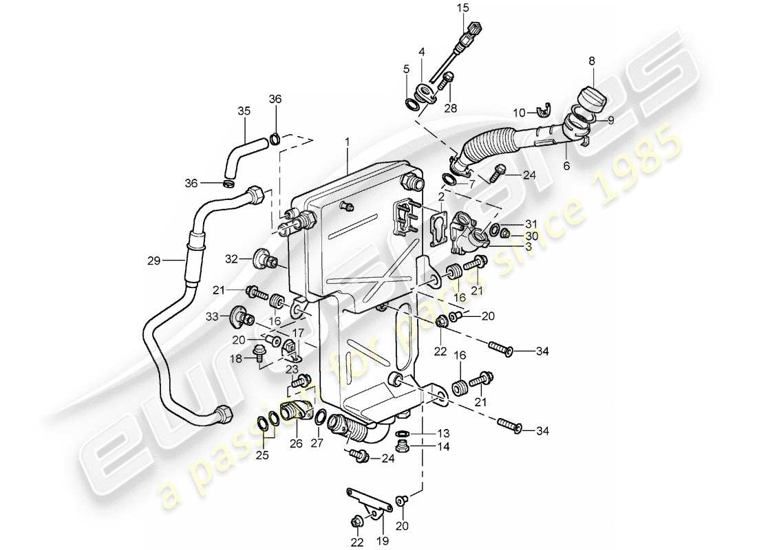 porsche 2003 (996 turbo / gt2) motorschmierung - öltank ersatzteildiagramm