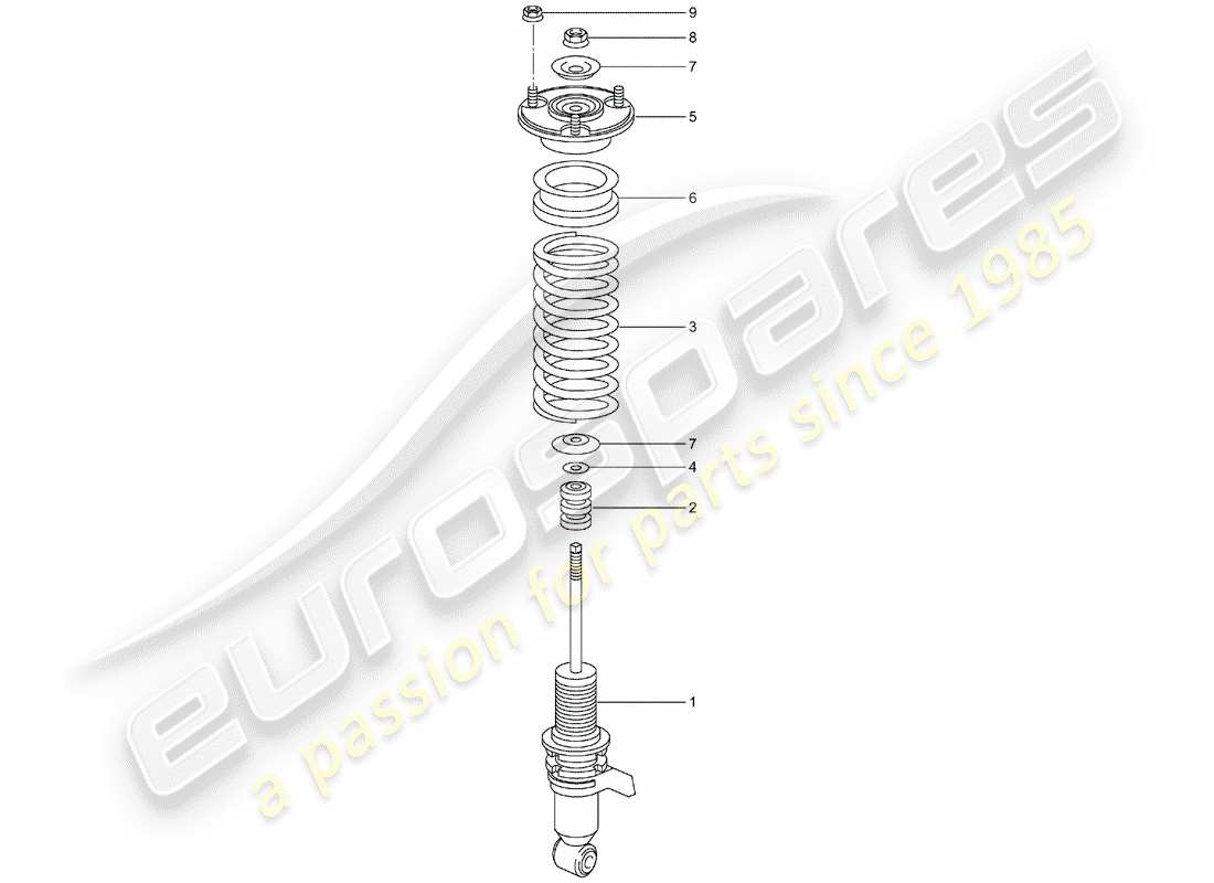 porsche 2005 (996 turbo / gt2) stossdämpfer - schraubenfeder ersatzteildiagramm