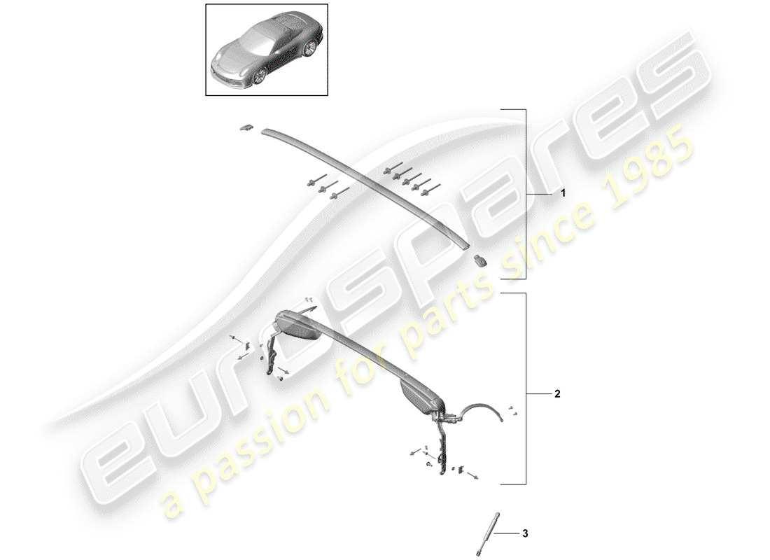 porsche 2014 (991-1 r/gt3/rs) top frame ersatzteildiagramm