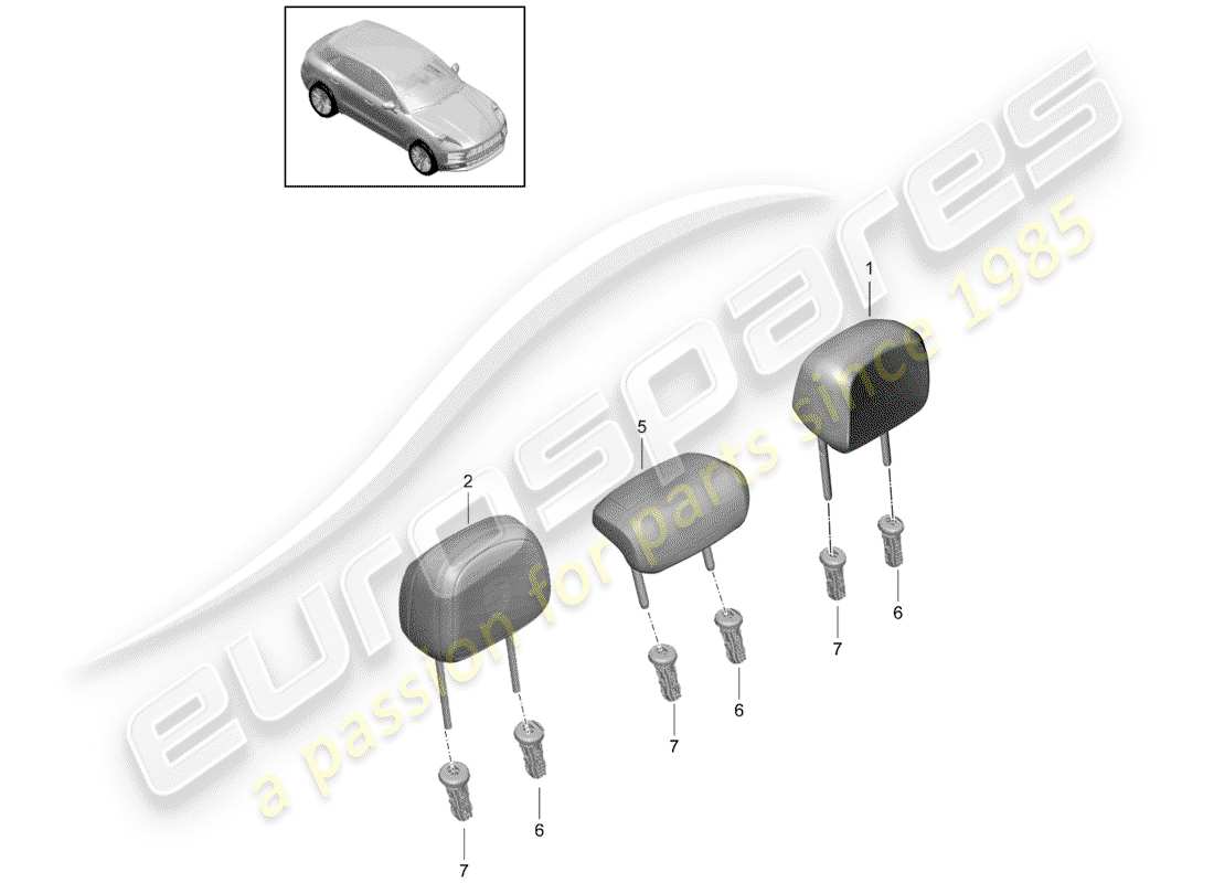 porsche 2019 (macan) kopfstütze - ersatzteildiagramm