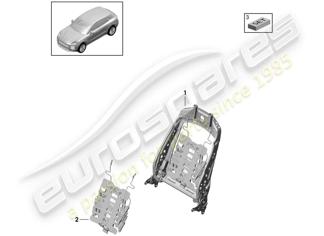porsche 2019 (macan) rahmen - rückenlehne ersatzteildiagramm