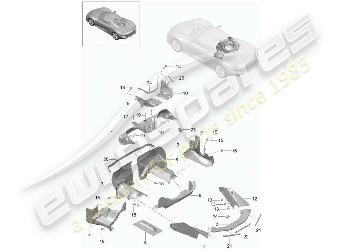 porsche 2015 (918 spyder) auspuffanlage teilediagramm