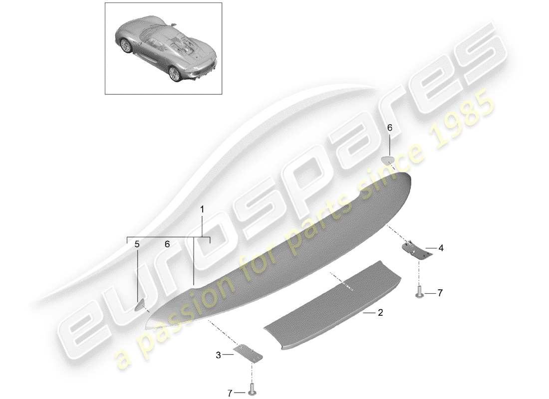 porsche 2015 (918 spyder) heckspoiler teilediagramm