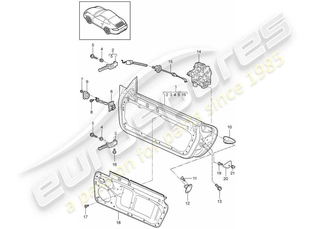 porsche 2012 (997-2) türschale teilediagramm