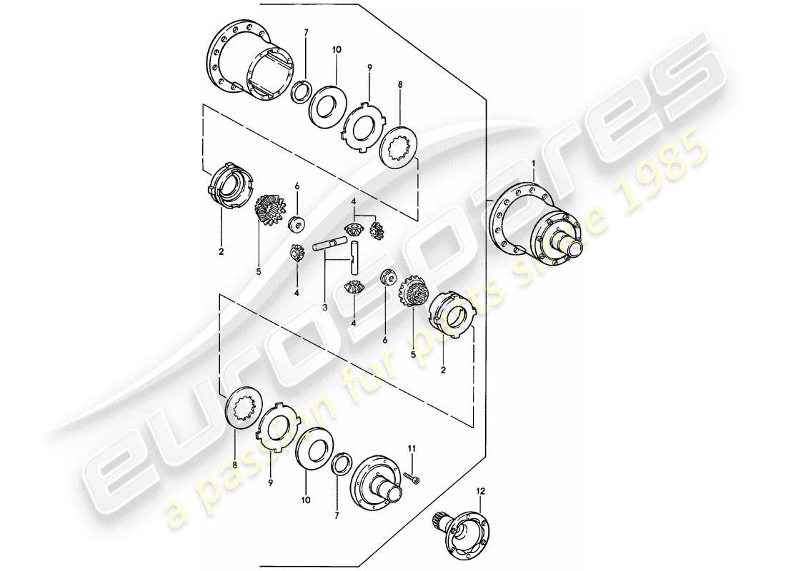 porsche 1982 (924) sperrdifferential - manuelles getriebe - vq vr uv md - me mf mb mx - 4q 5q 6q - d - mj 1981>> ersatzteildiagramm