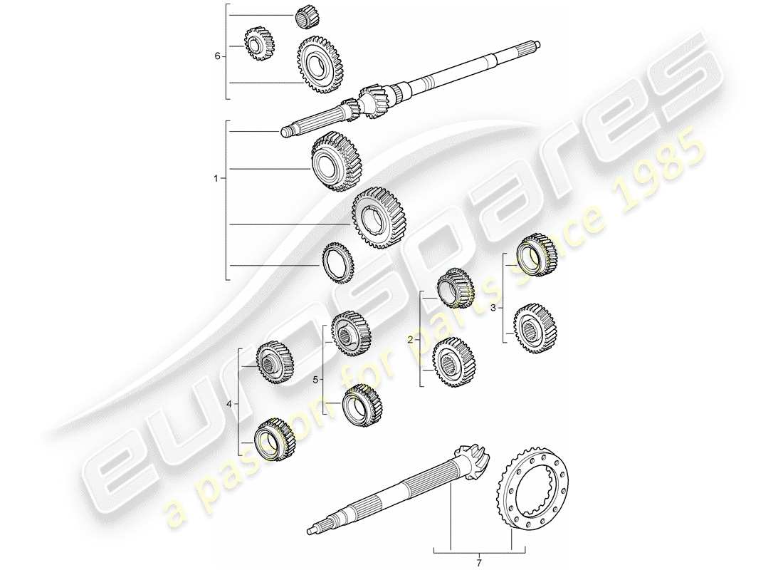 porsche 2009 997-2 turbo / gt2 zahnradsätze ersatzteildiagramm