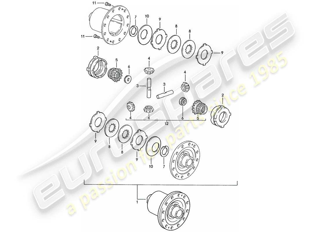 porsche 1988 (928) automatikgetriebe - sperrdifferential - d >> - mj 1989 ersatzteildiagramm