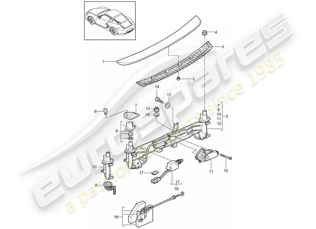 porsche 2010 (987 cayman) heckspoiler teilediagramm