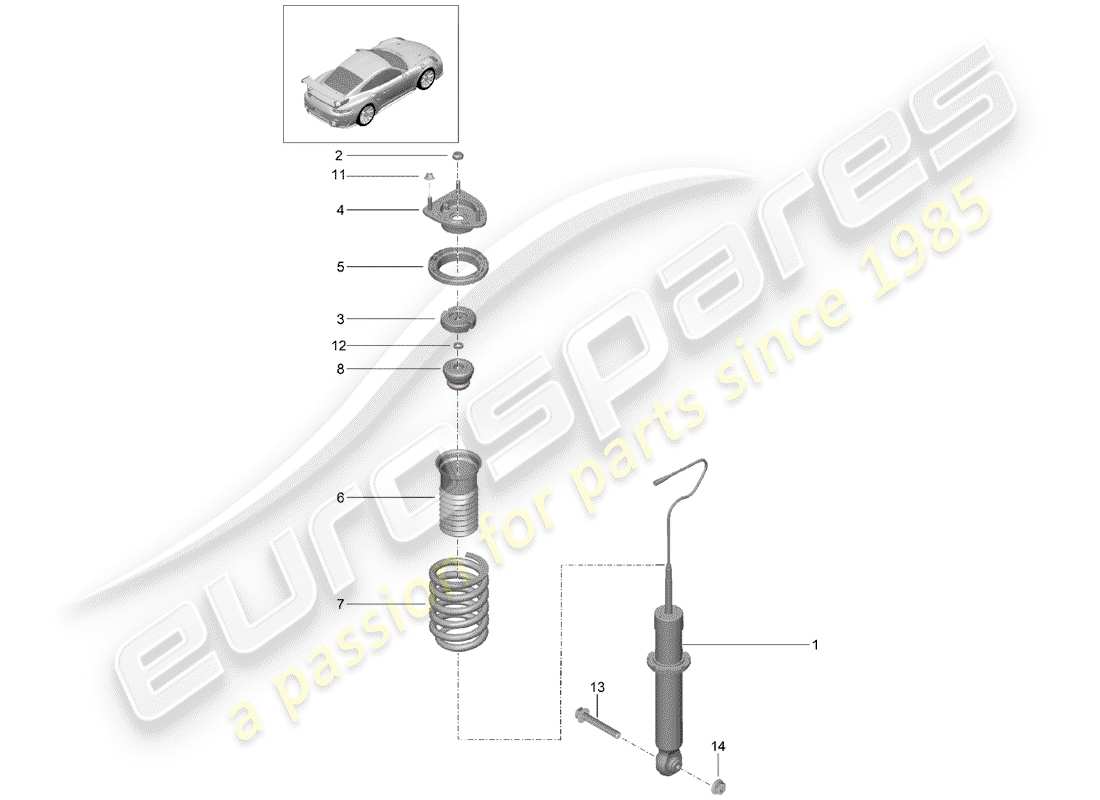 porsche 991 turbo (2020) stoßdämpfer-ersatzteildiagramm