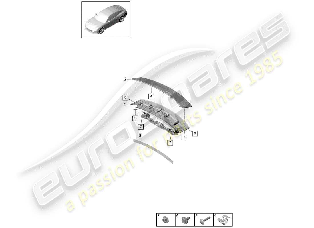 porsche 2019 (panamera 971-1) heckspoiler teilediagramm