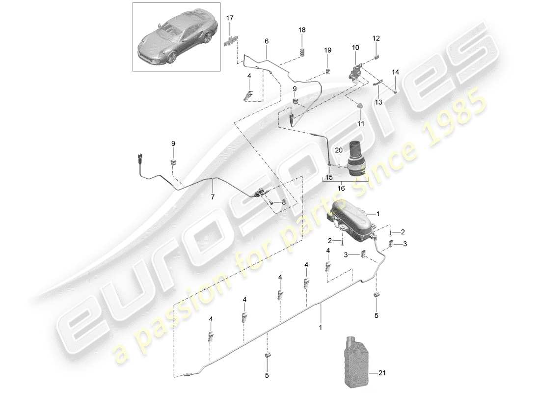 porsche 991 turbo (2020) selbstnivellierendes system - teilediagramm