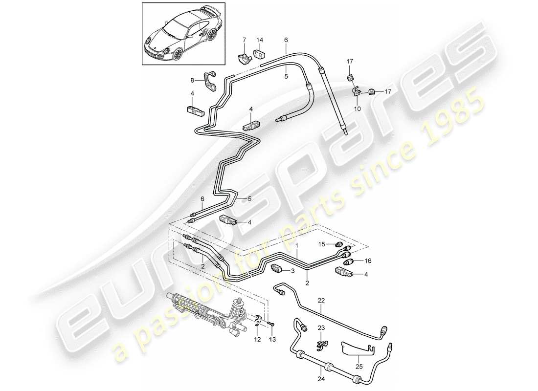 porsche 2012 (997-2 turbo / gt2 rs) servolenkung - teilediagramm