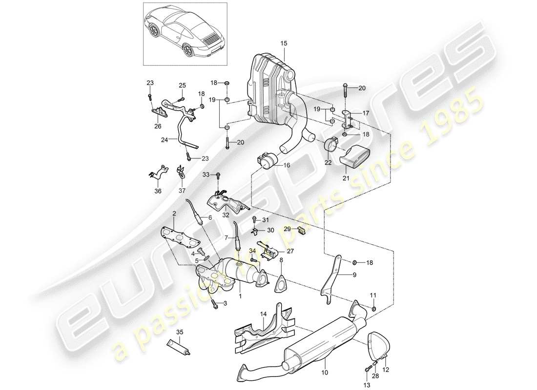 porsche 2009 (997-2) auspuffanlage teilediagramm