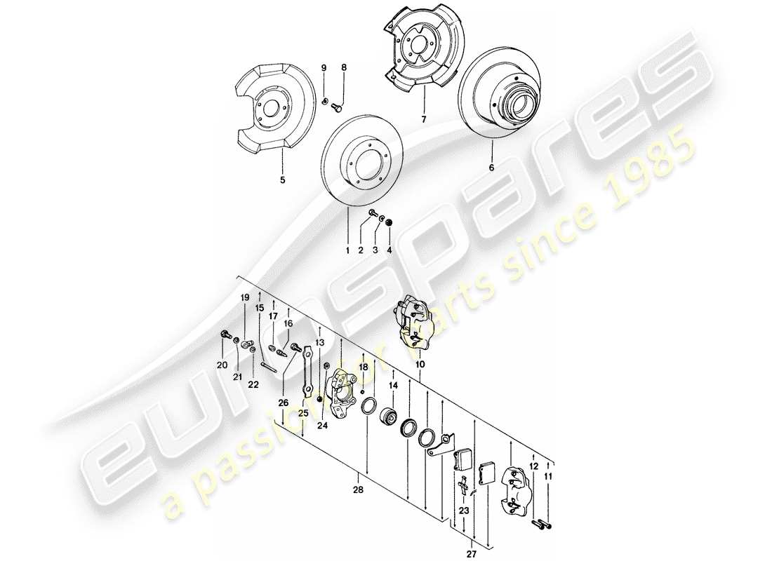 porsche 1973 (914) scheibenbremsen teilediagramm