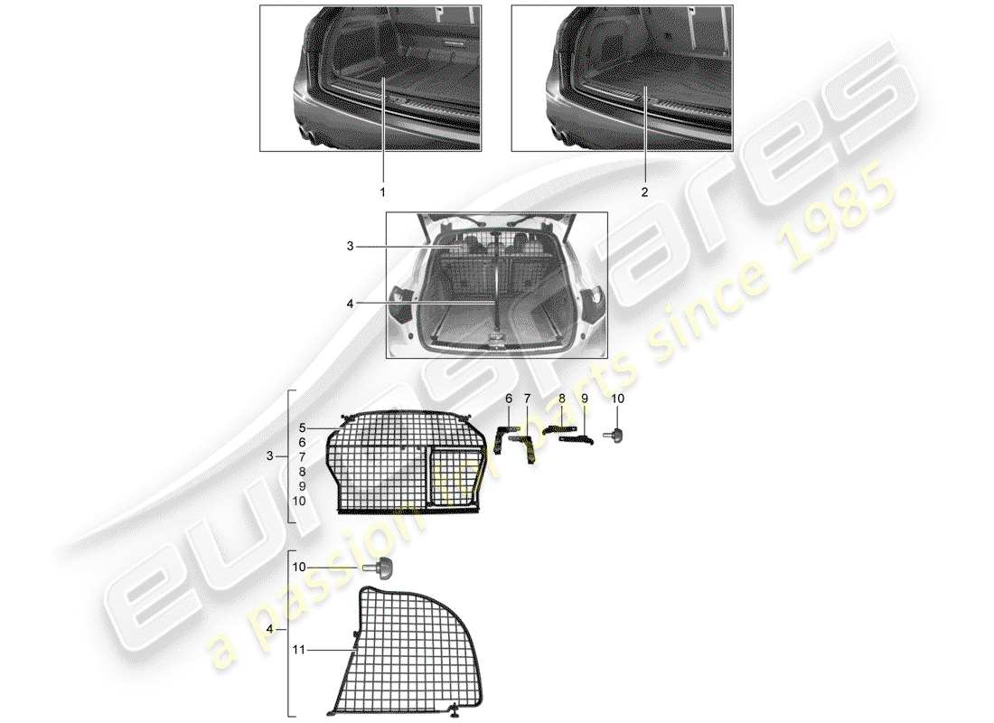 porsche tequipment cayenne (2014) gepäckraumeinlage ersatzteildiagramm