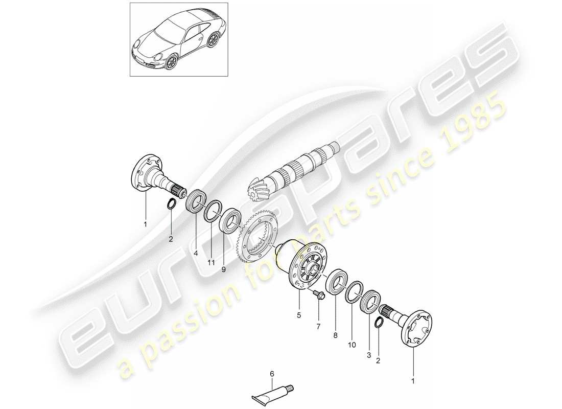 porsche 2012 (997-2) sperrdifferential ersatzteildiagramm