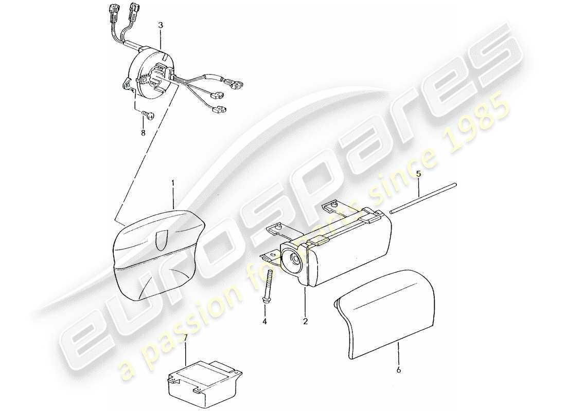 porsche 2005 (996 turbo / gt2) airbag-teilediagramm