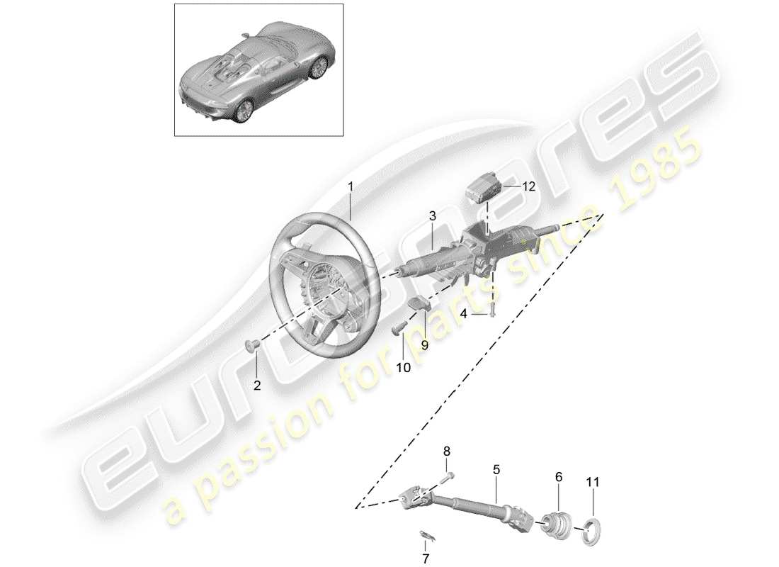porsche 2015 (918 spyder) lenkräder ersatzteildiagramm