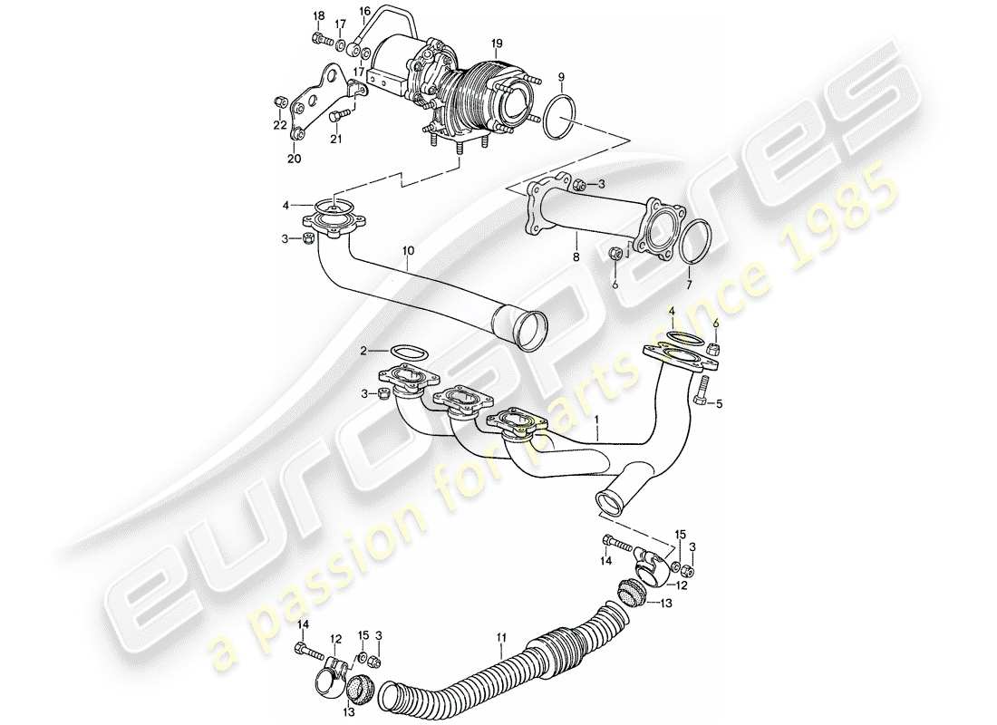 porsche 1987 (959) auspuffanlage teilediagramm