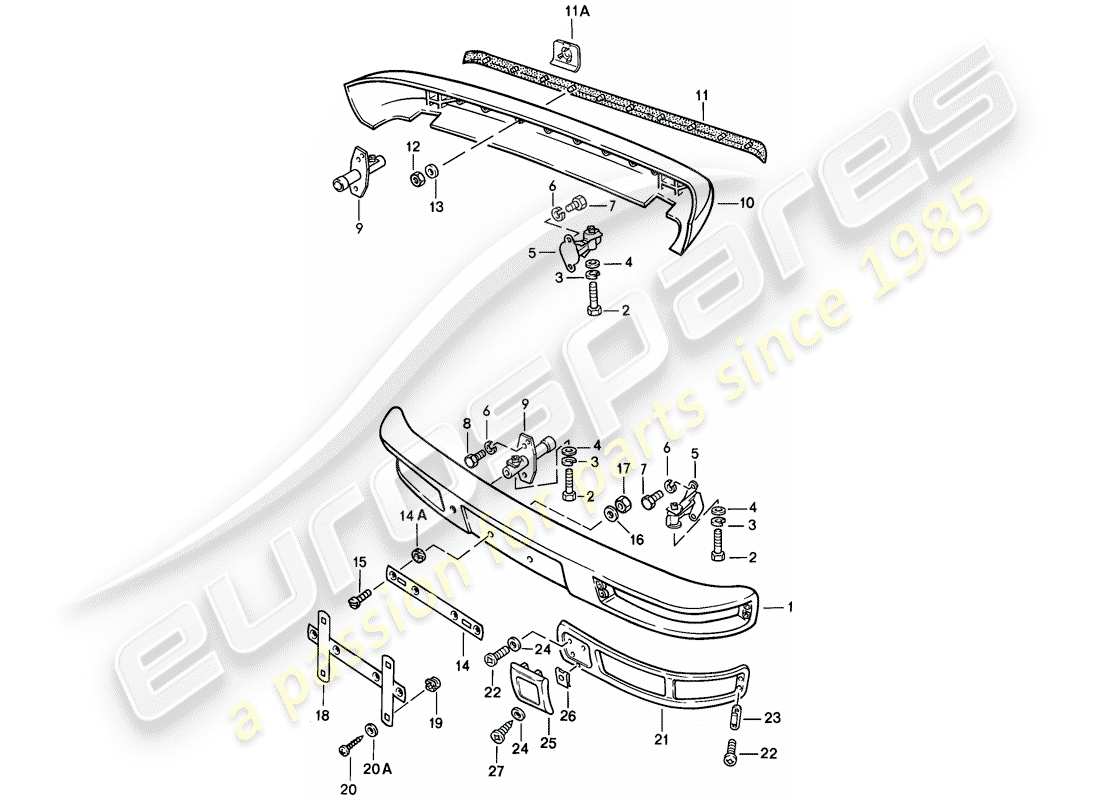 porsche 1986 (944) stossfänger - ohne: - puffer ersatzteildiagramm